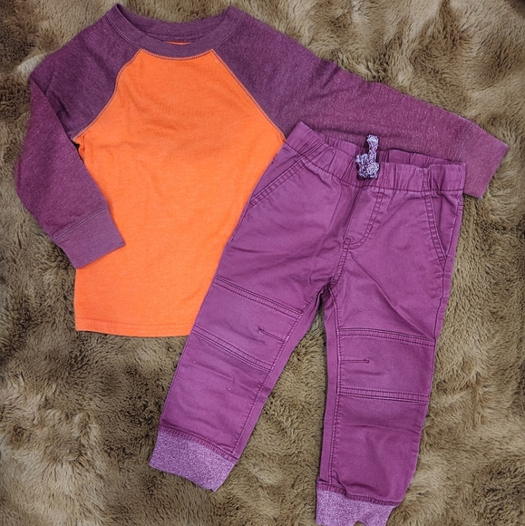 2T boys cat & jack 2pcs outfit long-sleeved tshirt and drawstring pants - Picture 1 of 6